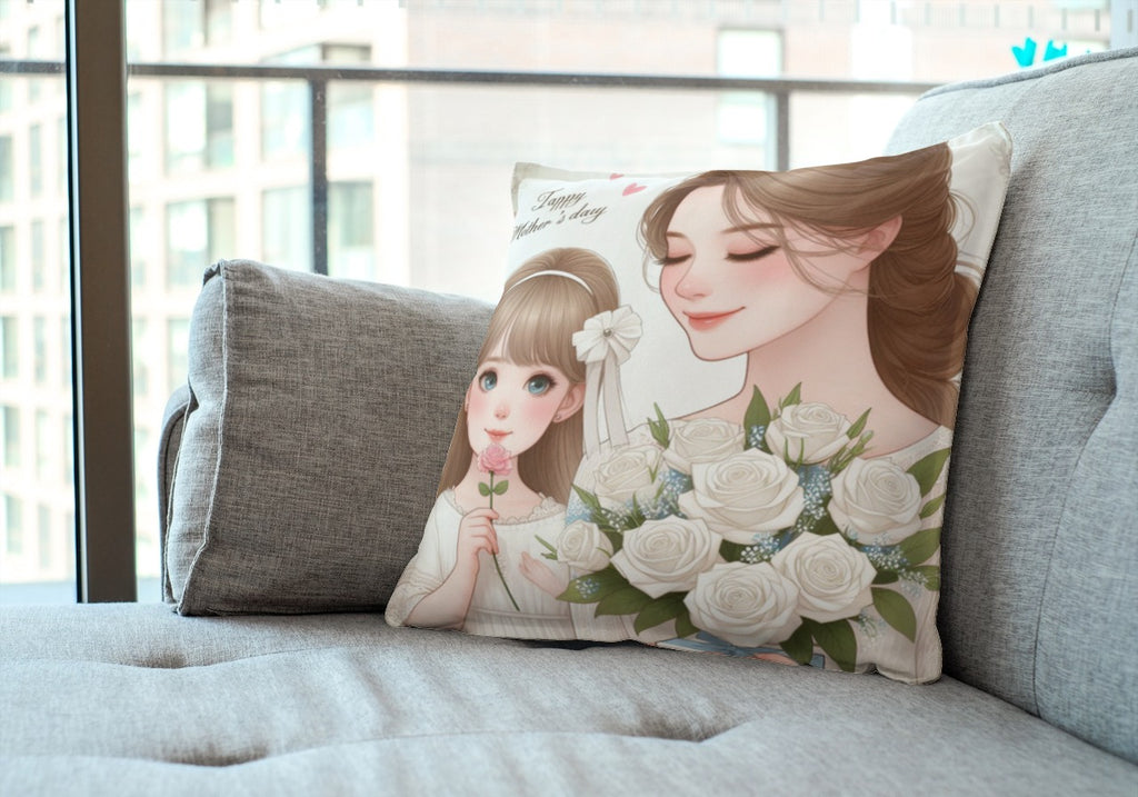 cojin mama y niña flores