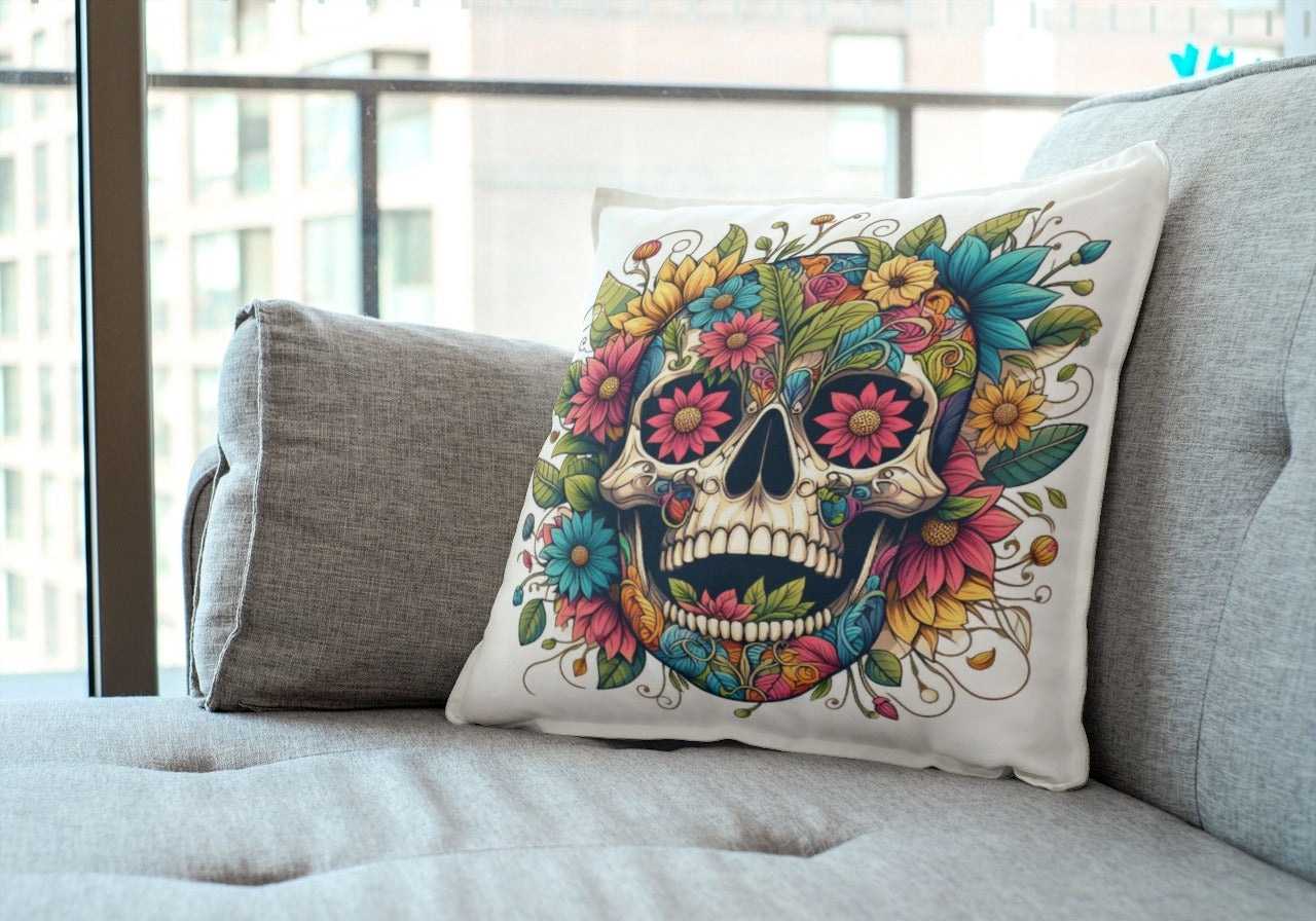 cojin calavera flores